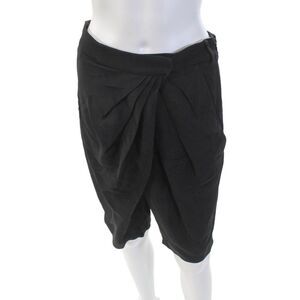 Vionnet Womens Zippered Pleated Bermuda Dress Shorts Solid Black Size 28